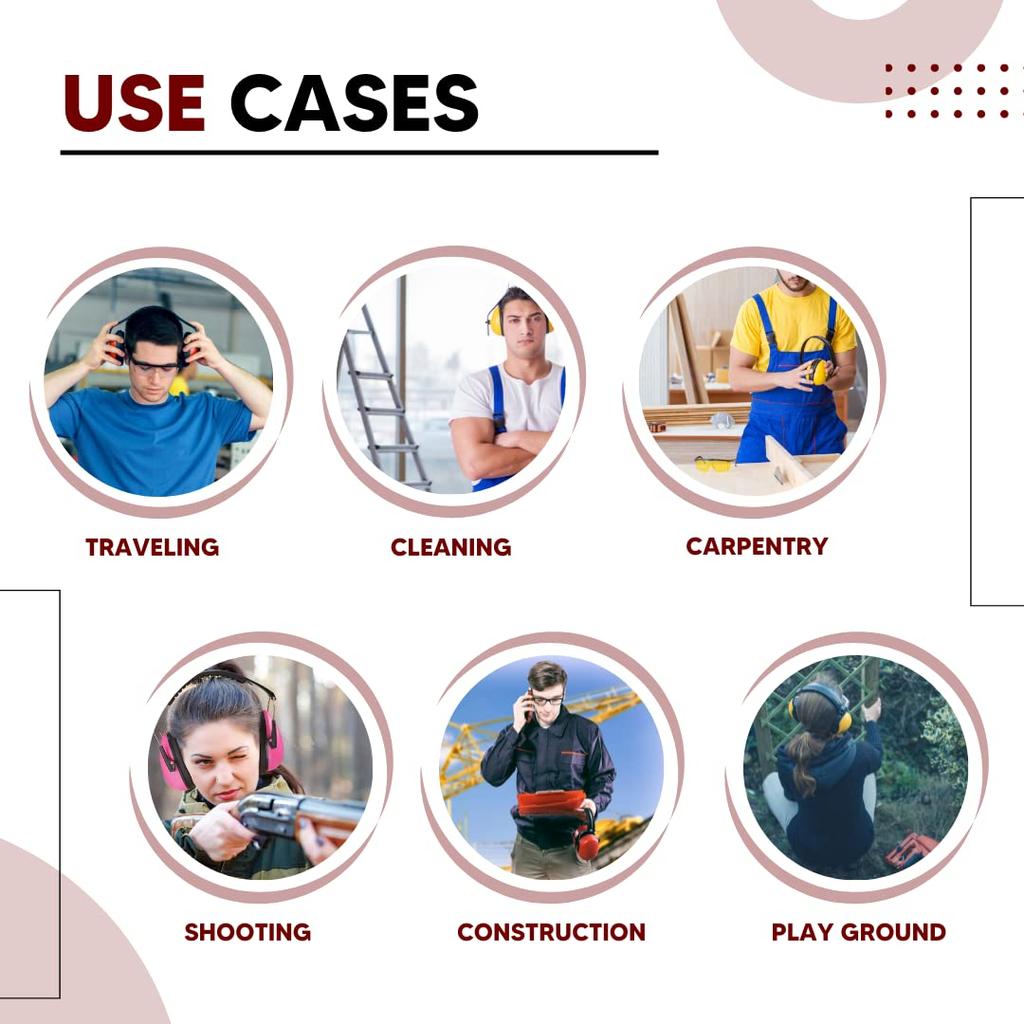 Robustt Earmuffs for Noise Reduction (pack of 1, Red and Black) Rating 21 Decibel 3 Position Adjustable Earmuffs with Soft Foam Filled Cusion