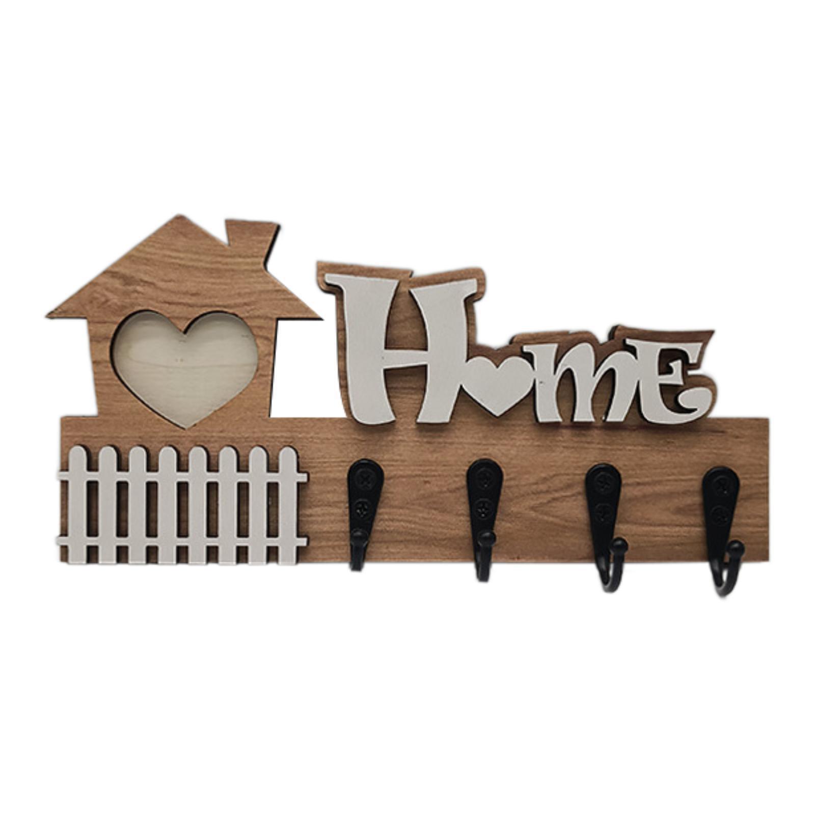 

Деревянные крючки, Деревянные крючки для ключей, Настенное украшение для прихожей, Крючки для хранения без сверления One Size белый