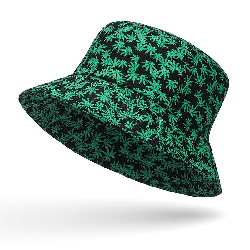 Black Leaf Bucket Hat Summer Coconut Tree Unisex Simple Bob Caps Hip Hop Gorros Men Women Panama Cap Beach Fishing Boonie Sunhat