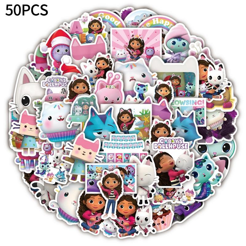 Gabby Dollhouse Stickers 8-50pcs Aesthetic Sticker Diy Decal for Scrapbook Phone Case Laptop Waterproof Sticker Decal Party Gift