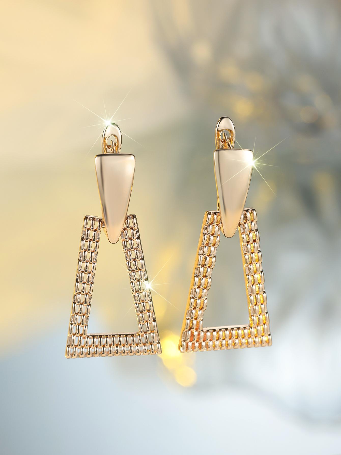 

TEMU geometric triangular full diamond earrings, flash diamond long exquisite women s earrings