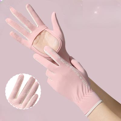 Summer Women's Sunscreen Gloves UV Anti Ultraviolet Thin Cool Outdoor Riding Ice Wire Gloves Anti Slip and Breathable