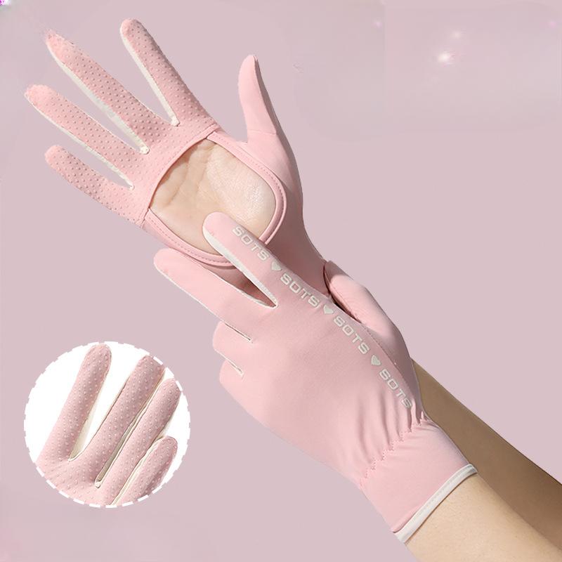 Summer Women's Sunscreen Gloves UV Anti Ultraviolet Thin Cool Outdoor Riding Ice Wire Gloves Anti Slip and Breathable
