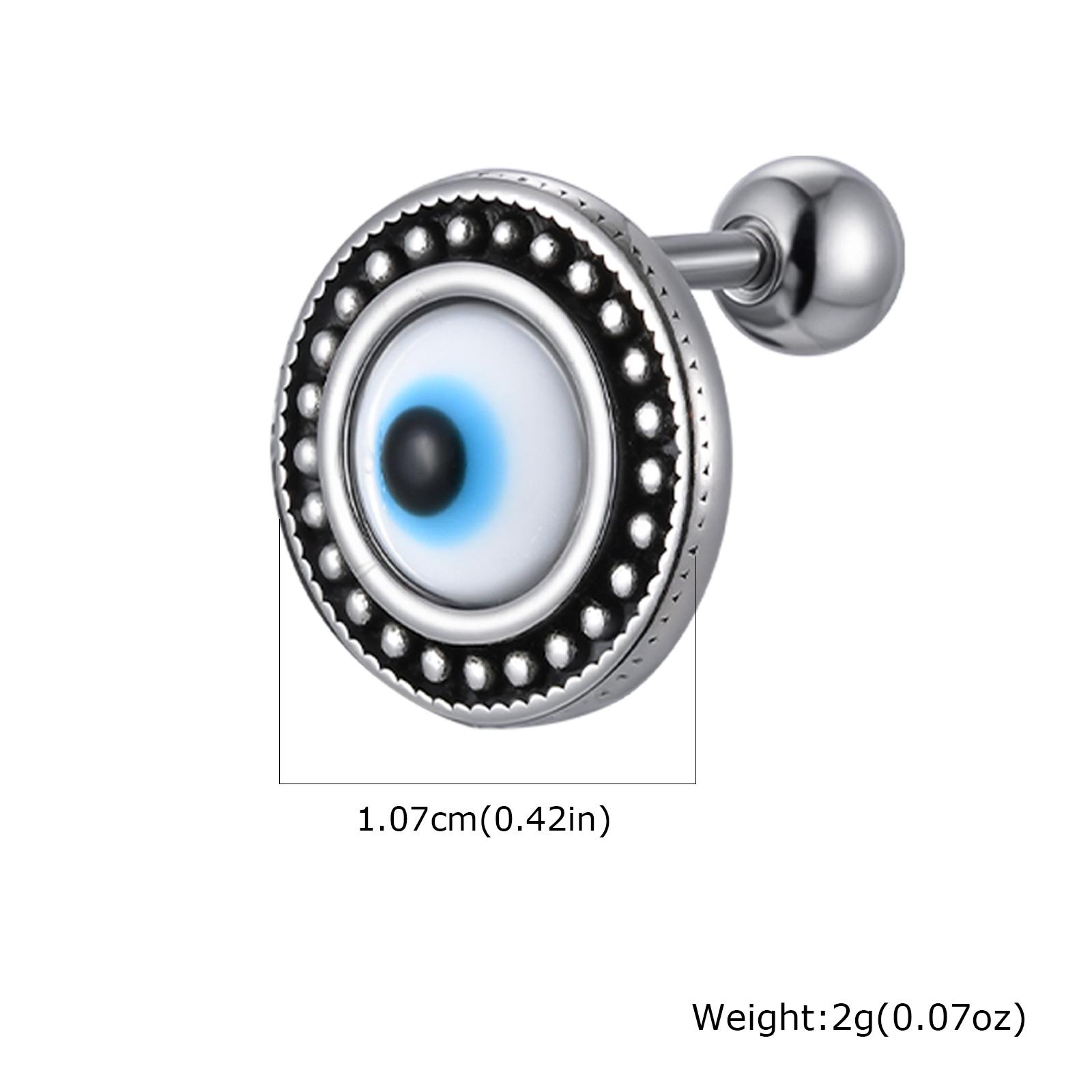 

Fashion Turkish Lucky Evil Eye Earrings, Blue Eye Stainless Steel Round Stud Earrings, Waterproof Stylish Jewelry for Men Women