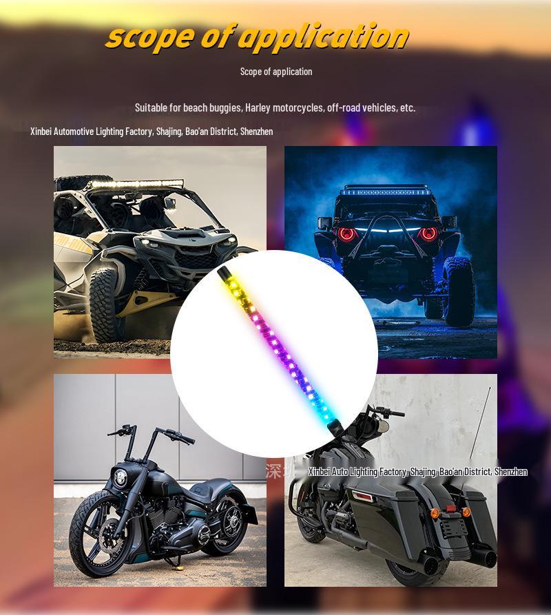 RGB Off-road Flagpole and Beach Atmosphere Light with Brake Function
