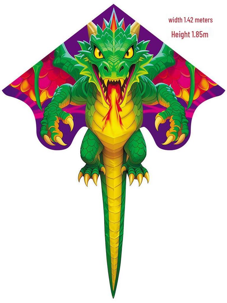 Children's Green Pterodactyl Dragon Kite - Popular Cartoon Dinosaur Design