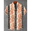 Camisa Casual de Manga Corta Transpirable Cómoda para Hombre Rayas Estampado 3D Botones Moda Camisa de Hombre Camisas Hombre Abstracto