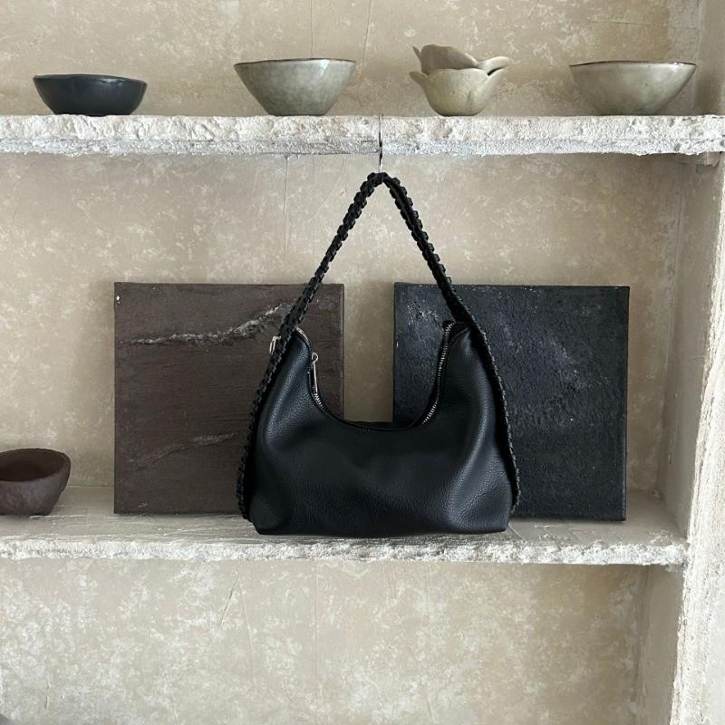 IELGY Woven Texture Fashion Underarm Bag Solid Color All-Match Crescent Bag Simple Trendy Portable One-Shoulder