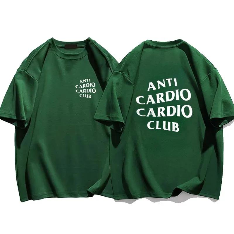 Men Clothes Plus Size Anti Cardio Club T Shirt Gym Life Letter Print T-Shirt Cotton Tshirt for Women Oversize Male Tee Summer