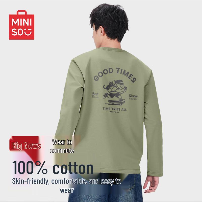 MINISO Men s Oversized Long-Sleeve Round Neck T-Shirt 3XL