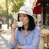 Flowers Decoration Beach Hat Foldable Design Bucket Hat Casual Straw Hat  Sun Protection