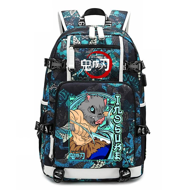 Demon Slayer Anime Print School Backpack Large Capacity Travel Bookbag for Boys Girls Kids Student