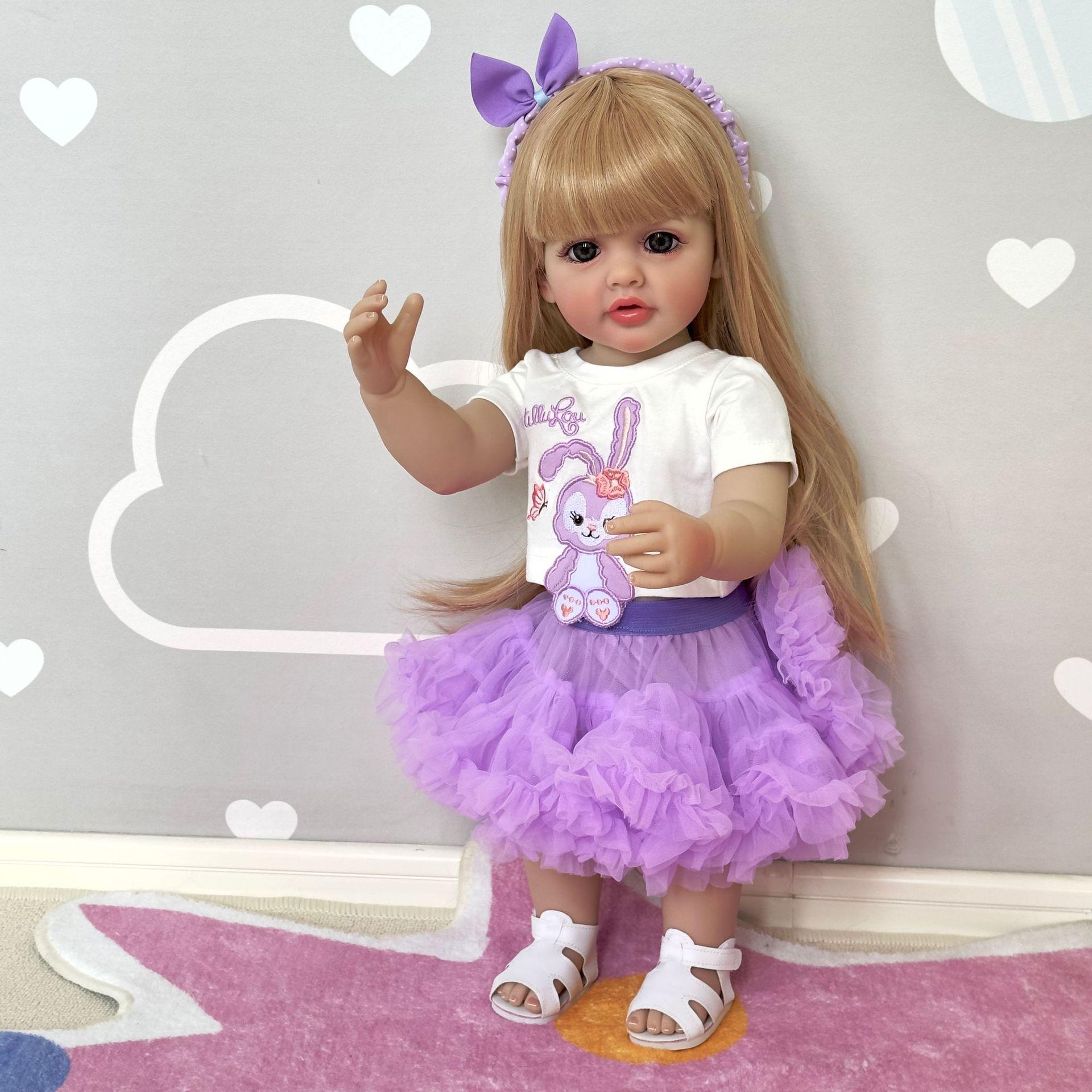 55cm Realistic Silicone Reborn Doll with Purple Rabbit Outfit 55cm
