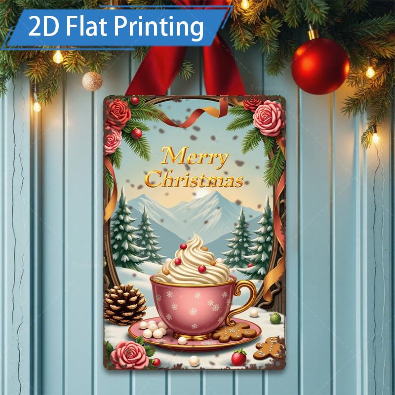 D FLAT pc Metal Sign Christmas Birds with Santa Hats D Flat Print Metal Art 20x30cm(7.8x11.8inch)