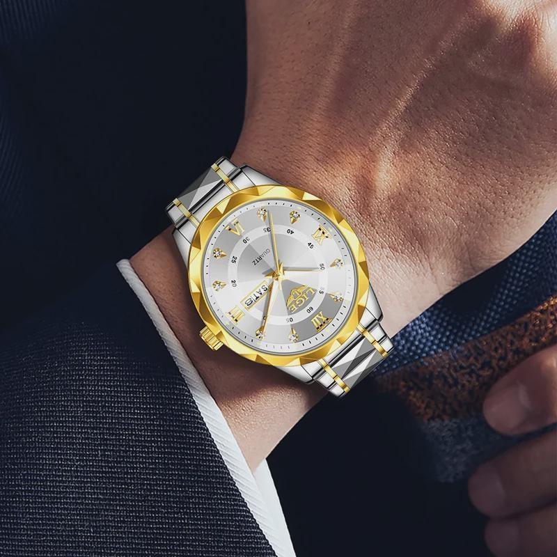 Fashion Simple Quartz Man Watch Luxury Business Steel Band Casual Sports Waterproof Date Weeks Watches