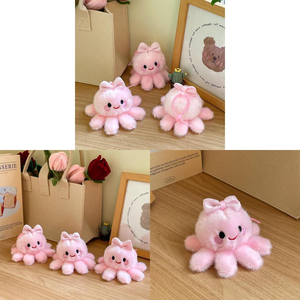 Cartoon Octopus Plush Keychain With Butterfly Bow For Kids Gift