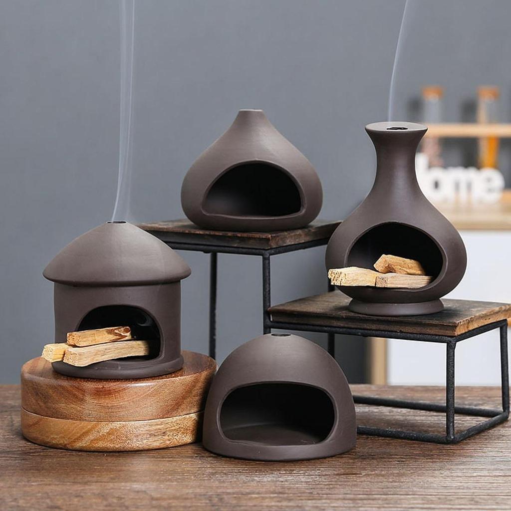 Cone Incense Burner Home Furnace Yoga Palo Santo Holder Ceramic Censer for Farmhouse Housewarming Dining Room Bedroom Office