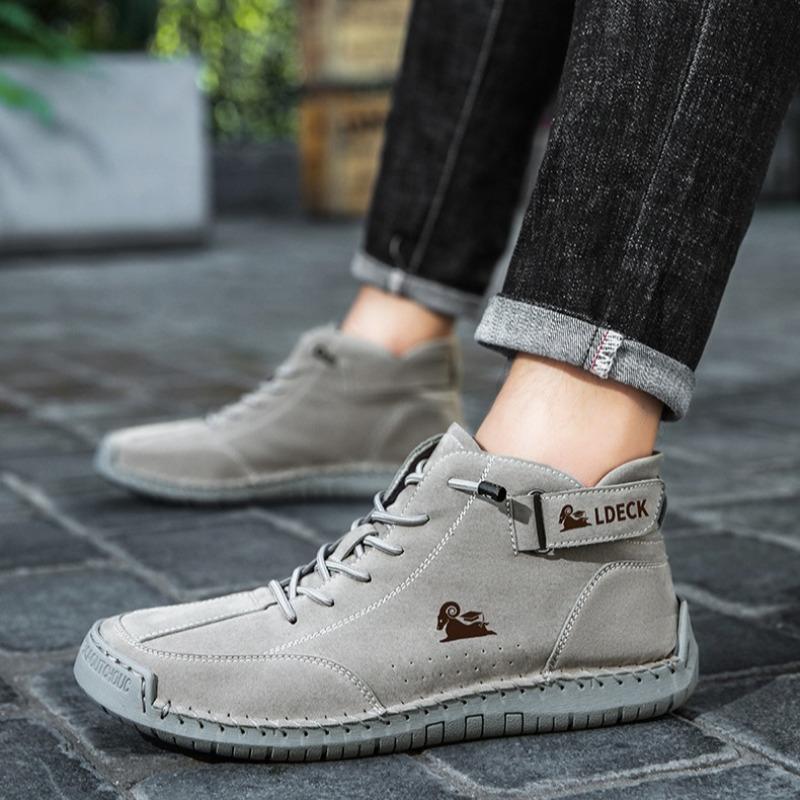 Men's Casual Shoes High Quality Cowhide Ankle Boots Fashion Handmade Leather Boots High-Top Sneakers for Men Zapatillas Hombre