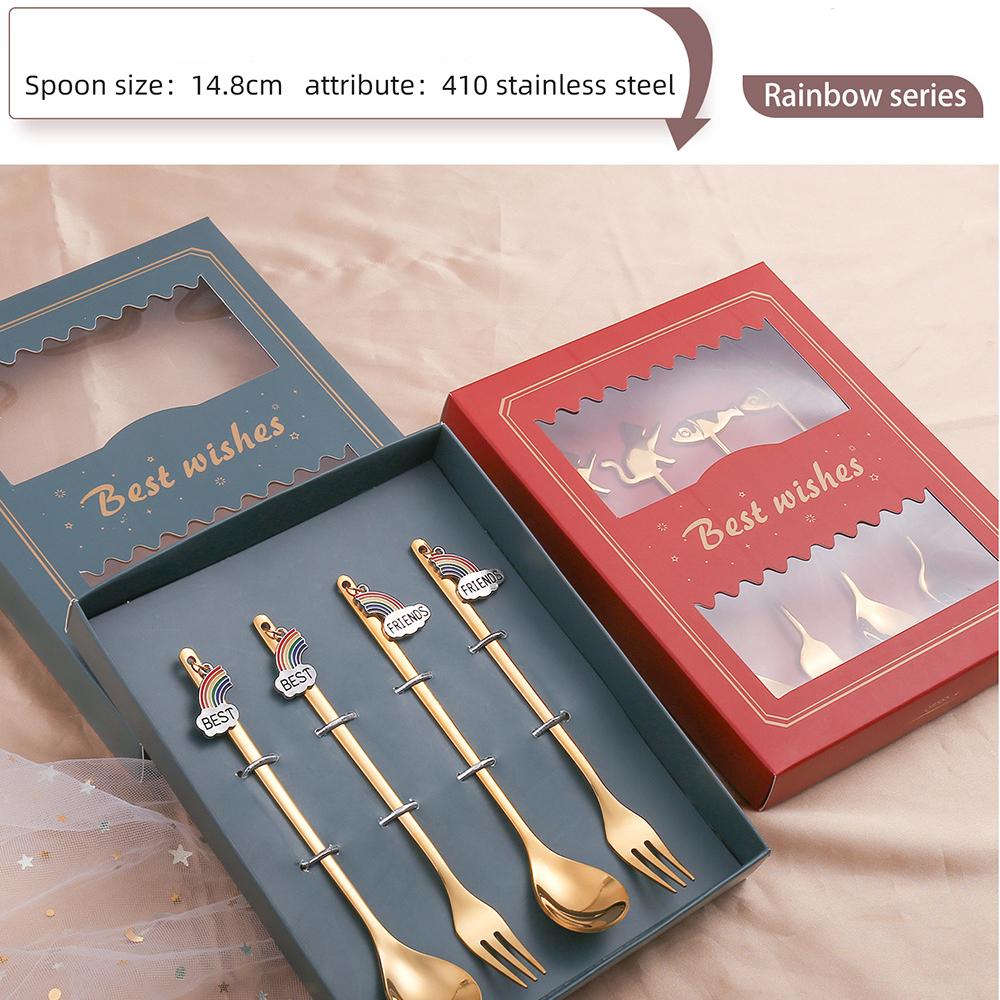 HANYANG Tableware Set Creative Spoon Round Spoon Stirring Spoon Gift Set Ice Spoon Fruit Fork Gift Set