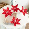 Four Plush Christmas Flowers for Tree and Custom Holiday Displays Made with Synthetic Flannel for Long Lasting Festive Decor