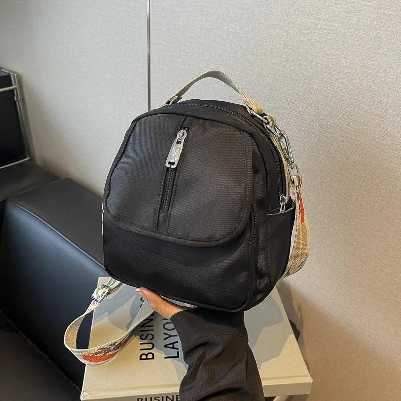 Women's nylon crossbody bag with shoulder strap solid zipper stitching line   fashion