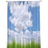 Blue Sky White Clouds Grassland Tulle Window Curtains Living Room Organza Sheer Voile Curtain Bedroom Kitchen Home Decor Drape