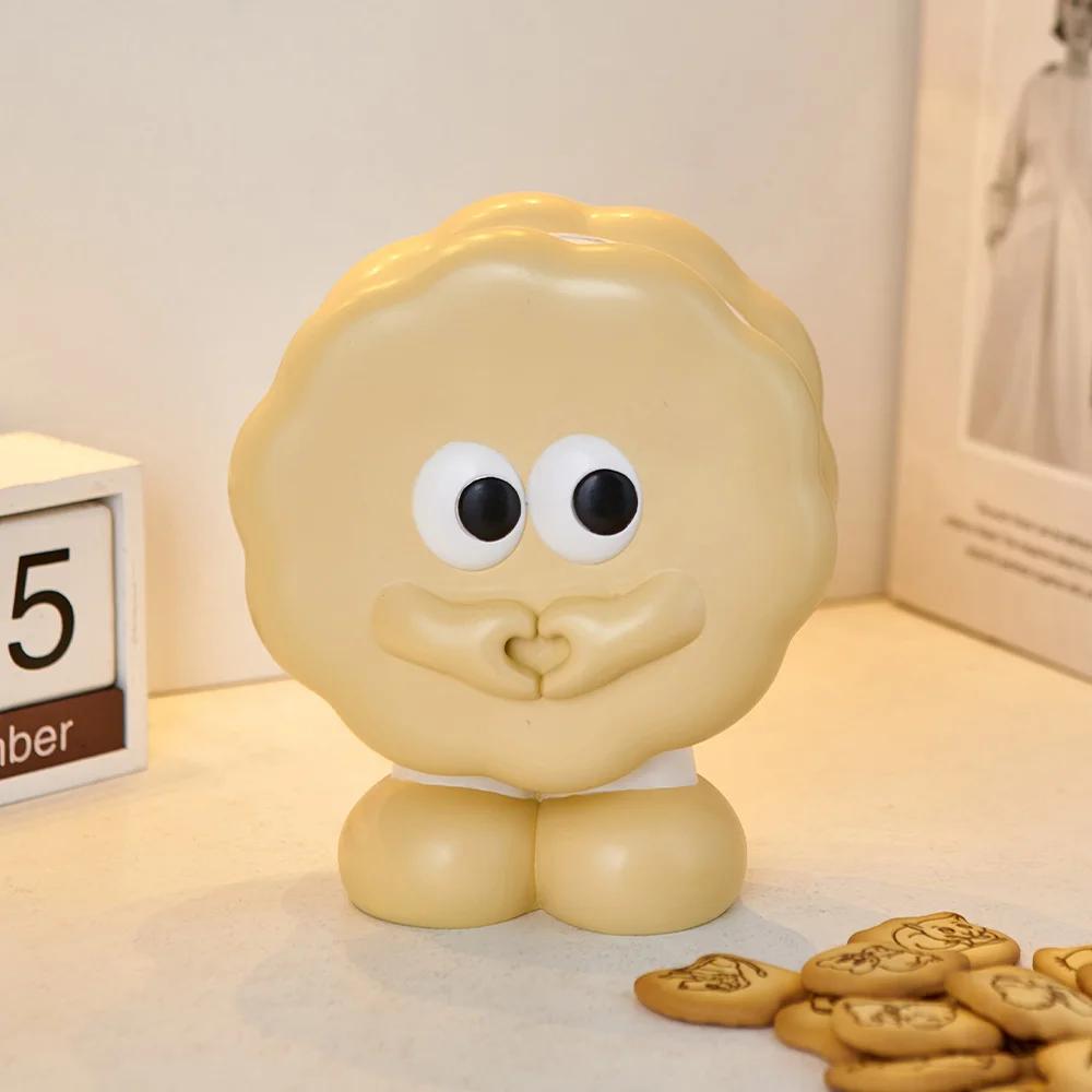 Resin Cookie Shape Storage Creative Cute Original Works Home Ornaments Coin Storage Jar Money Box For Kids Birthday Gift