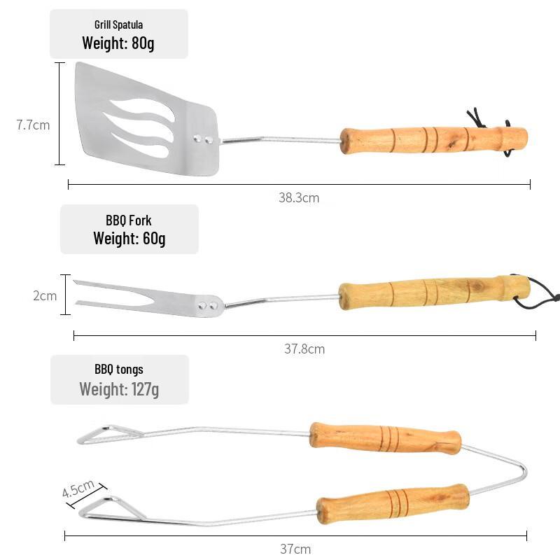 ZISIZ Thickened Outdoor BBQ Fork Set (4-piece)