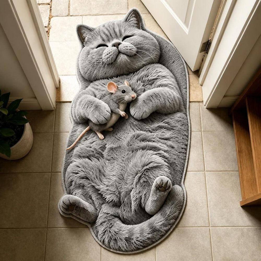 Non-Slip Home Decor Carpet Anti-fouling Cartoon Carpet Cute Cat-Shaped Area Rug  Bedrooms