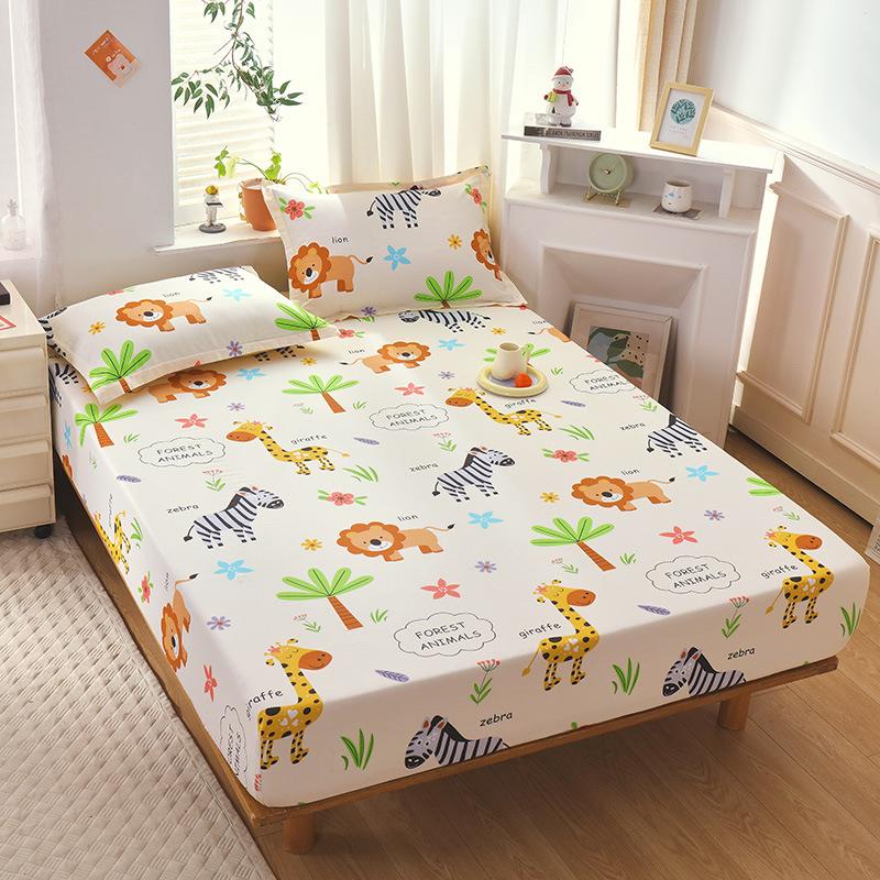New Pure Cotton Single Bed Sheet Cartoon Small Fresh All Cotton Bed Sheet Single Double Mattress Protective Cover