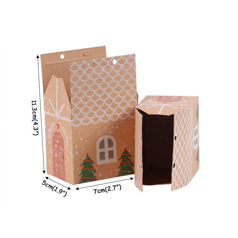 

5/10 шт. Рождественская коробка для конфет в форме домика 2025 Рождественская упаковка для печенья и бисквитов Бумажные коробки Подарочные пакеты Новогоднее украшение Навидад 5pcs&as photo