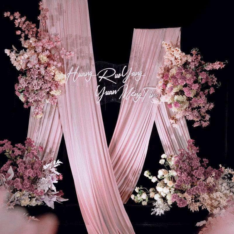 5/10M Milk Silk Stretch Fabric Wedding Arch Drapes Wedding Backdrop Curtain for Stage Banquet Birthday Party Sheer Drapery Decor