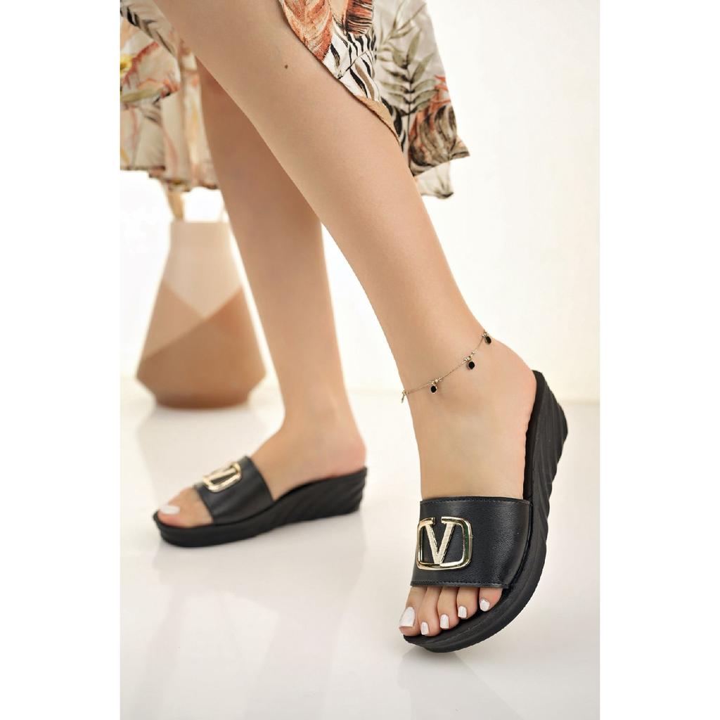 Women's Wedge Heel Slippers Black High Sole Wedding Engagement Graduation Office Work Daily Slippers