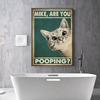 Are You Pooping Poster Bathroom Funny Bathroom Sign Canvas Prints Cute Cat Quote Art for Painting Wall Picture Toilet WC Decor