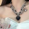 1 Piece Multi-layer Black Silver Beaded Heart Necklace Sweet Cool Style Daily Wear / Punk Look / Party Accessories