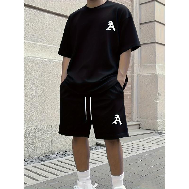 Męski Letni Modny Zestaw Koszulka z Krótkim Rękawem + Szorty