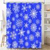 Snowflake Shower Curtain Blue White Bathroom Decor Winter Christmas Print Waterproof Washable Polyester Fabric Decoration Shiny