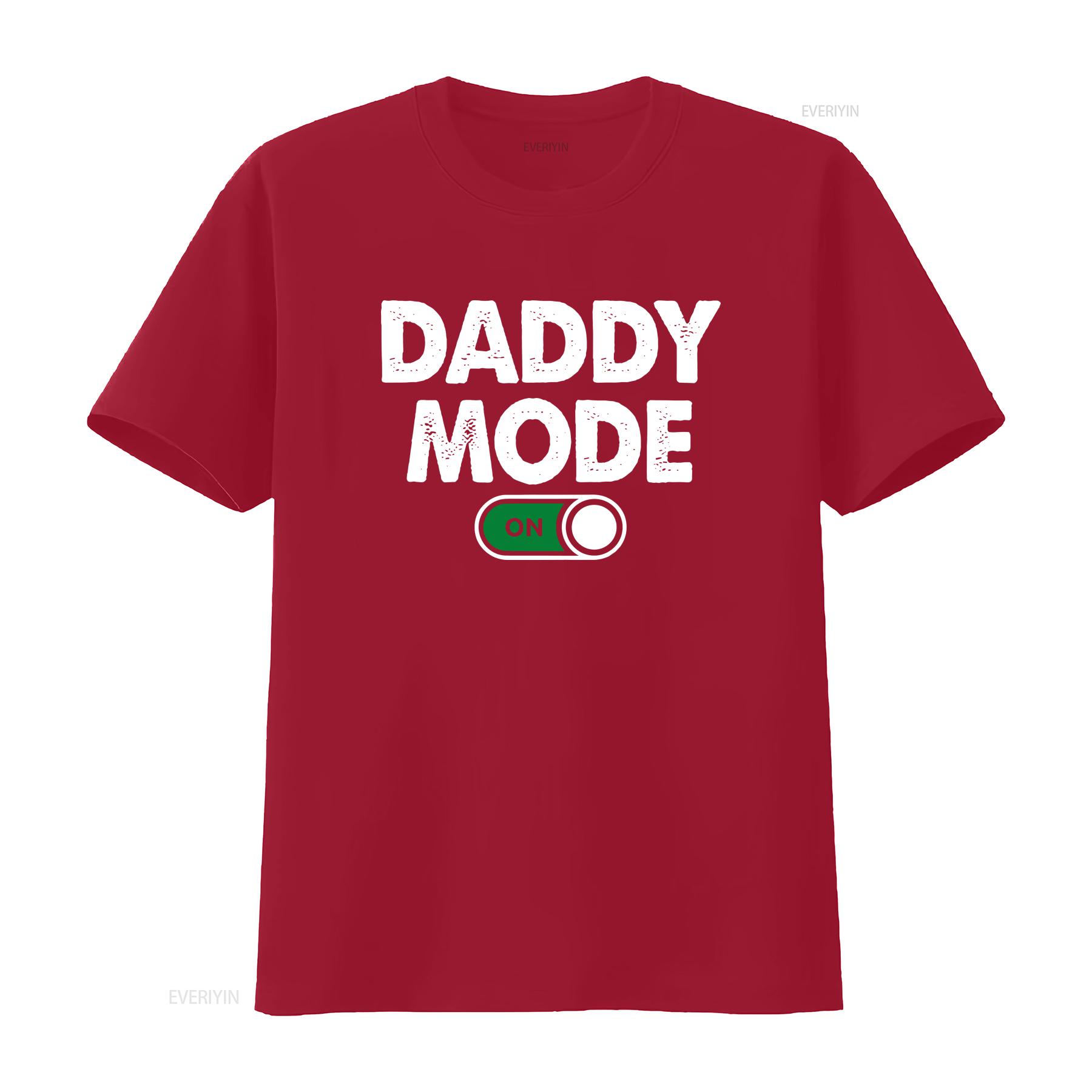 

Daddy mode on T Shirt new gift dad fathers day funny for him promoted to vintage Washed Casual fashion Comfortable Breathable S