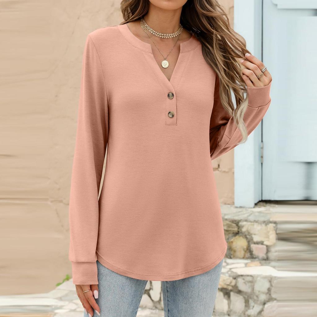 Women's Fashion Casual Color Long Sleeve T-shirt Pullover Top
