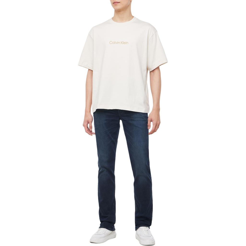 Calvin Klein Loose Fit Crew Neck Short Sleeve T-Shirt Unisex Tops Cream 40HM228-CKS