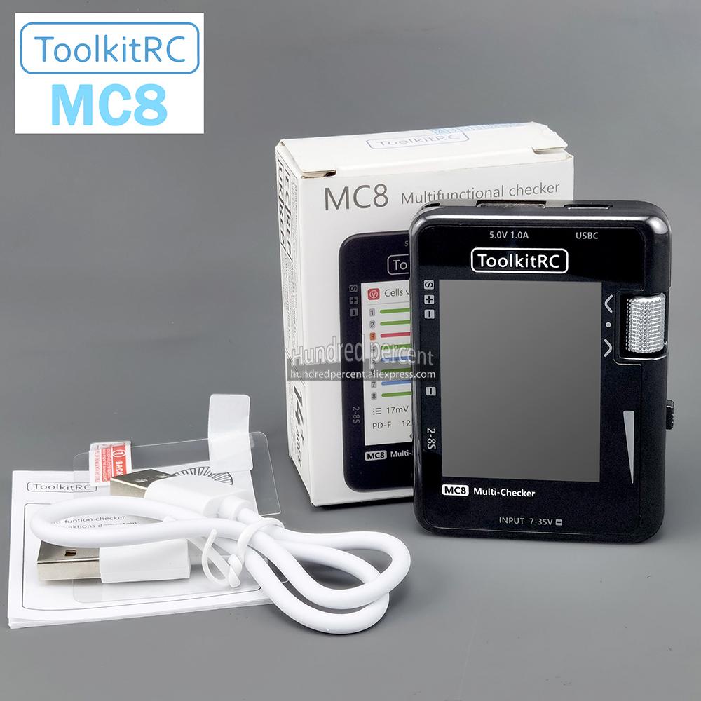 ToolkitRC MC8 Мини-размер Проверка ячеек 32-битный 2-8S Аккумулятор Мульти-чекер Выход PWM PPM SBUS Считывание с USB-C Быстрая зарядка ToolkitRC MC8