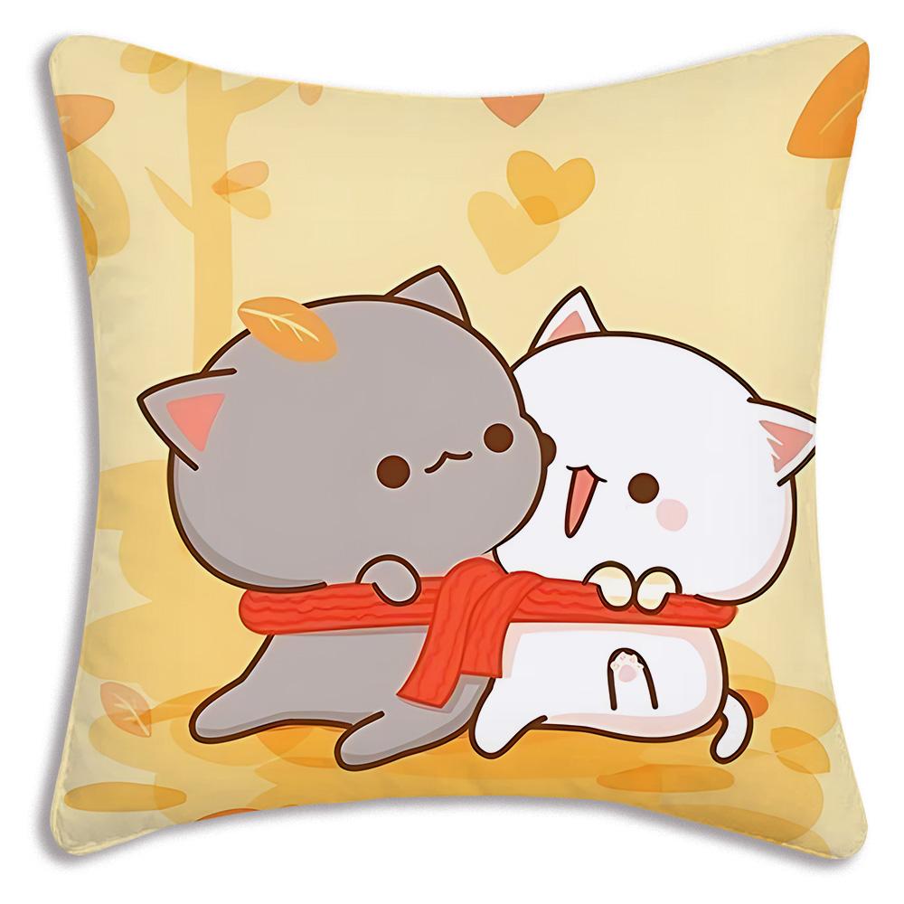 Cute PeachS And G-GomaS Pillow Covers Cartoon Sofa Decorative Home Double-sided Printing Short Plush Cute Cushion Cover