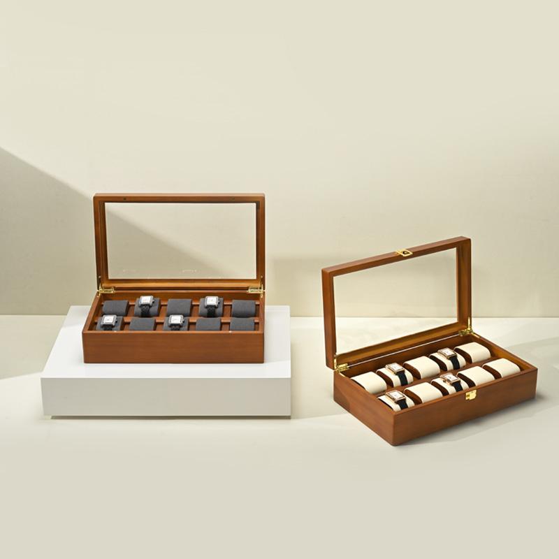 Oirlv 10 přihrádek Box na hodinky Dřevěná šperkovnice Organizer na hodinky Pouzdro Pánské Dámské Mechanické hodinky Úložné pouzdro Box na vystavení náramkových hodinek