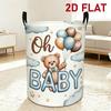 1pc, 2D Flat Laundry Basket, Cozy Teddy Bear Balloon Pattern Foldable Dirty Clothes Basket, Home Storage, Lightweight Wardrobe Storage Frame, Ideal Fo