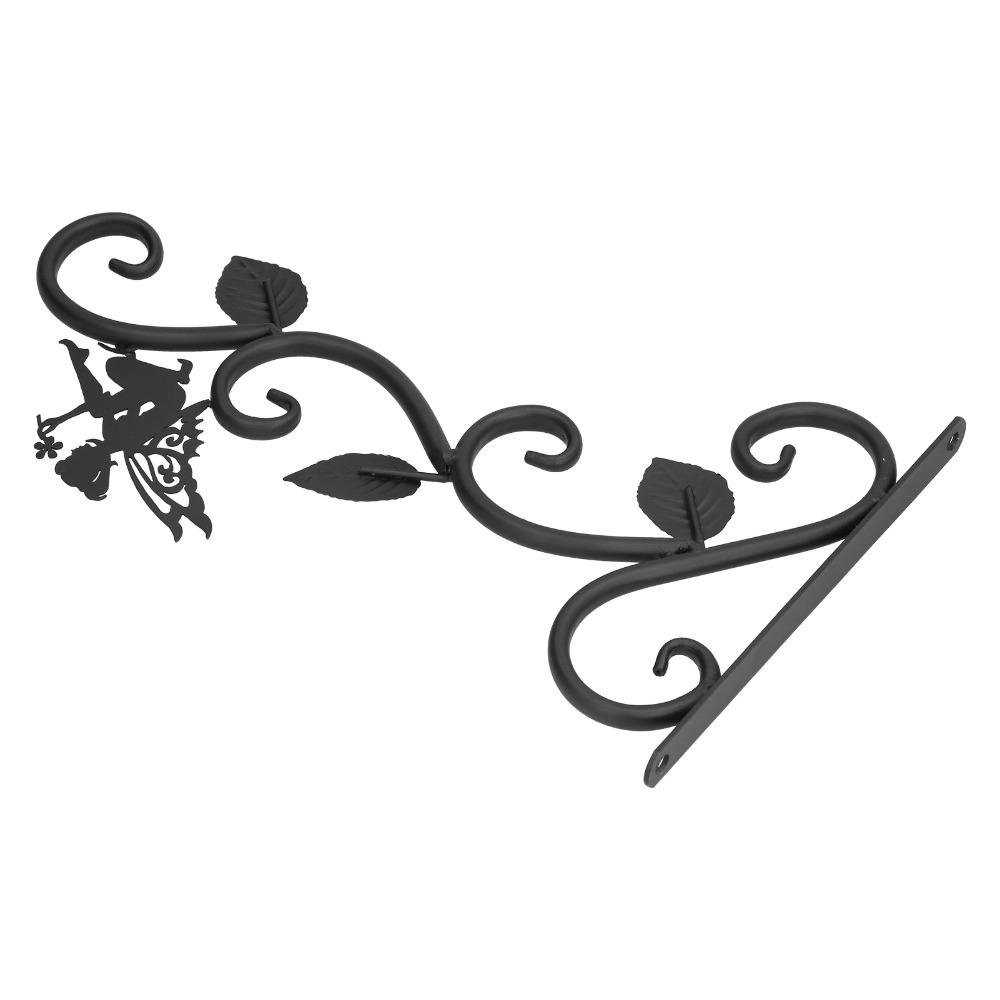Black Wall Mount Rack Iron Garden Hanger Decorative Hanging Bracket Indoor Space