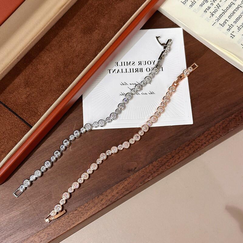Geometric Full Crystal Bubble Charm Bracelet Women Champagne Gold White Plated Copper Ins Style Luxury Minimalist Jewelry