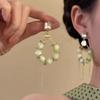 Exquisite sparkling zirconium green beaded fringed earrings women's vacation style exaggerated earrings earrings, earrings, premium earrings