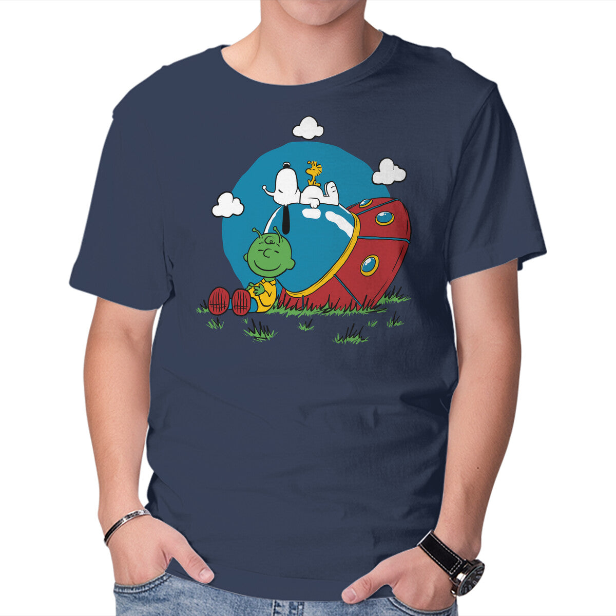 Unisex Crew Neck T-Shirt Beagle Dog Extraterrestrial Graphic Short Sleeve Casual Tee XXXL