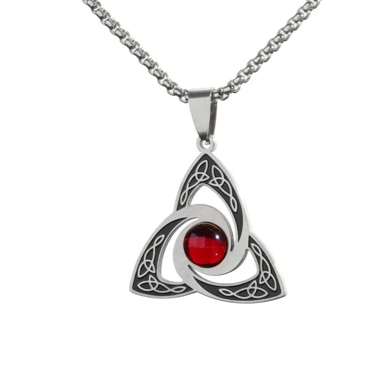 Style Trinity Celtic Knot Shield Pendant Witch Knot Necklace Men Women Irish Protection Amulet Jewelry