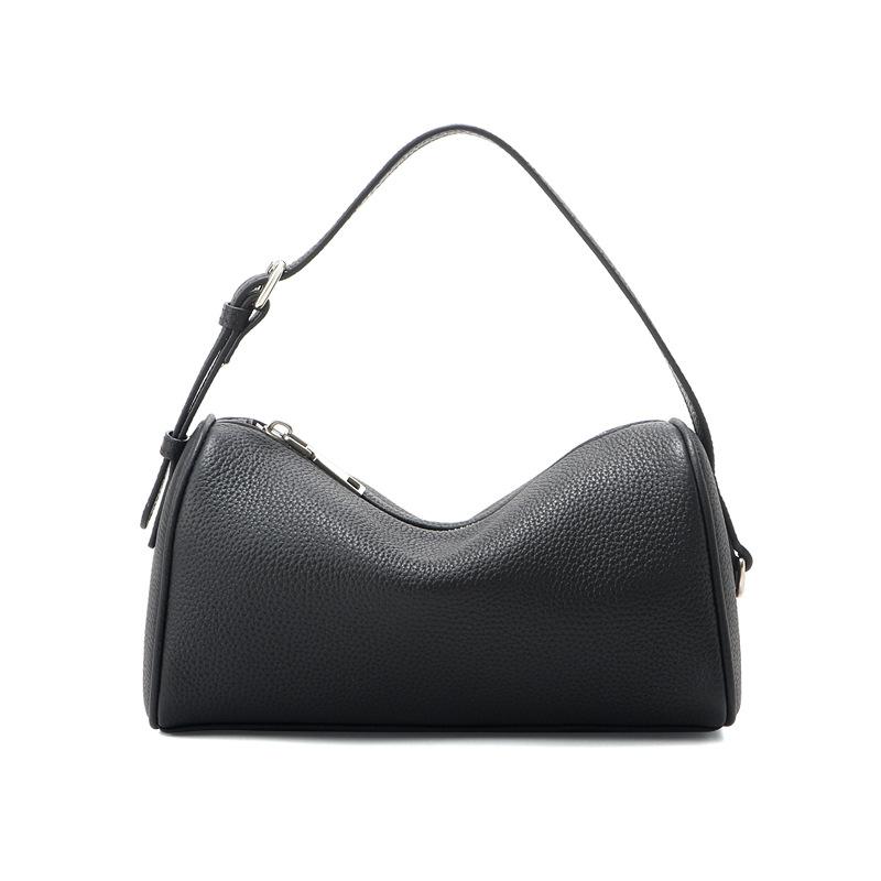 Primo Strato Pelle di Mucca Borsa a Cuscino Anni '90 Portapenne Rotondo Semplice da Donna Borsa a Mano Riga Versatile Borsa a Spalla in Pelle da Pendolare
